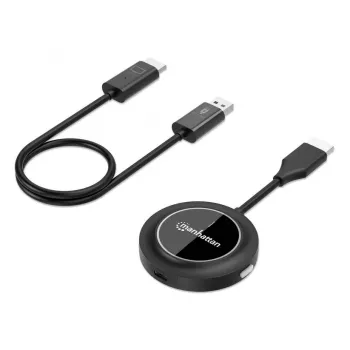 Manhattan 1080p Wireless HDMI Display Presentation Kit, 2-teiliges Set mit HDMI-Empfänger und HDMI-Sender-Dongle zur drahtlosen Übertragung eines Videosignals von einem Laptop/Tablet/Smartphone auf einen HDMI-Fernseher oder Projektor, Schwarz