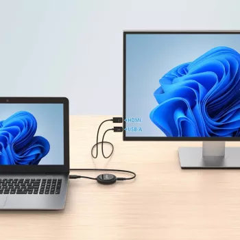 Manhattan 1080p Wireless HDMI Display Presentation Kit, 2-teiliges Set mit HDMI-Empfänger und HDMI-Sender-Dongle zur drahtlosen Übertragung eines Videosignals von einem Laptop/Tablet/Smartphone auf einen HDMI-Fernseher oder Projektor, Schwarz