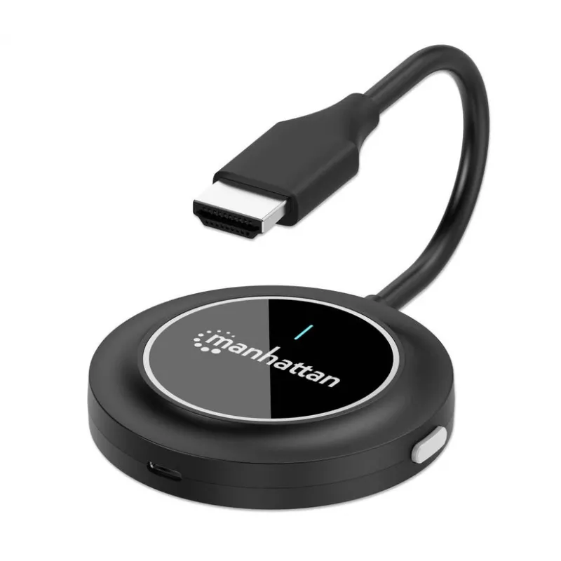 Manhattan 1080p Wireless HDMI Display Presentation Kit, 2-teiliges Set mit HDMI-Empfänger und HDMI-Sender-Dongle zur drahtlosen Übertragung eines Videosignals von einem Laptop/Tablet/Smartphone auf einen HDMI-Fernseher oder Projektor, Schwarz