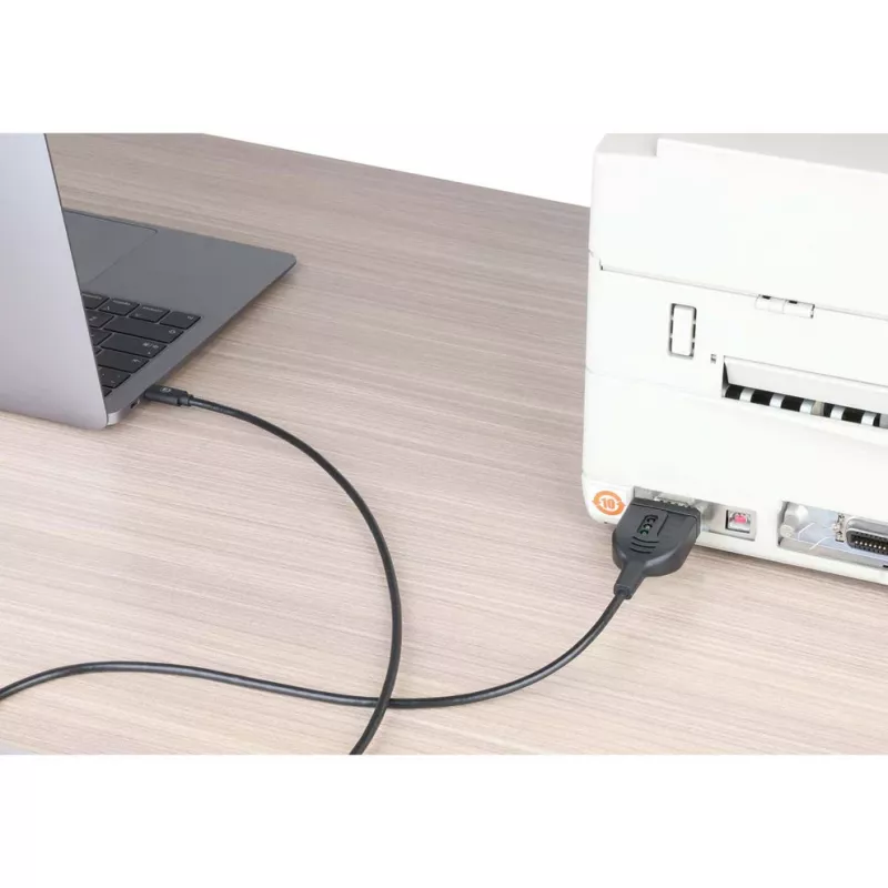 Manhattan USB-C auf Seriell Konverterkabel, 1m, Stecker auf Stecker, Seriell/RS232/COM/DB9, Prolific PL2303GT Chip, Schwarzes Kabel, Drei Jahre Garantie