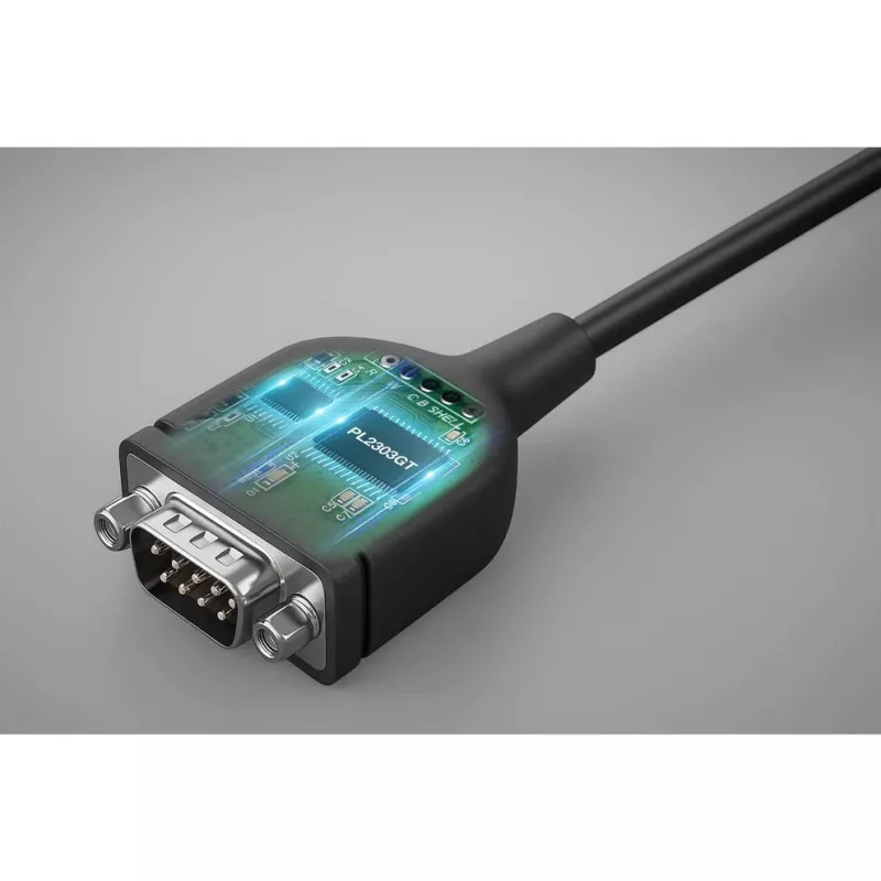 Manhattan USB-C auf Seriell Konverterkabel, 1m, Stecker auf Stecker, Seriell/RS232/COM/DB9, Prolific PL2303GT Chip, Schwarzes Kabel, Drei Jahre Garantie