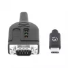 Manhattan USB-C auf Seriell Konverterkabel, 1m, Stecker auf Stecker, Seriell/RS232/COM/DB9, Prolific PL2303GT Chip, Schwarzes Kabel, Drei Jahre Garantie