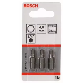 Schraubendreher-Bit Bosch 2 607 001 724 4 mm Security-Sechskant 3 Stück