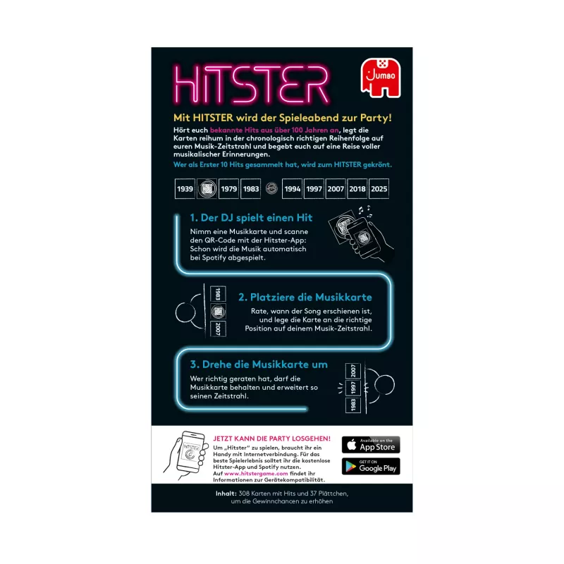 Jumbo Hitster (Deutsche Ausgabe), Kartenspiel, Party, 16 Jahr(e), 30 min, 30 min