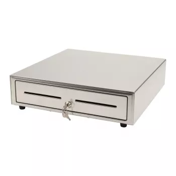 Manuelle Geldlade Olympia LD 410S, Edelstahlgehäuse, 415 × 410 × 104 mm, 6,5 kg