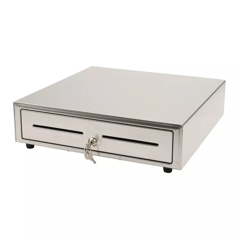 Manuelle Geldlade Olympia LD 410S, Edelstahlgehäuse, 415 × 410 × 104 mm, 6,5 kg
