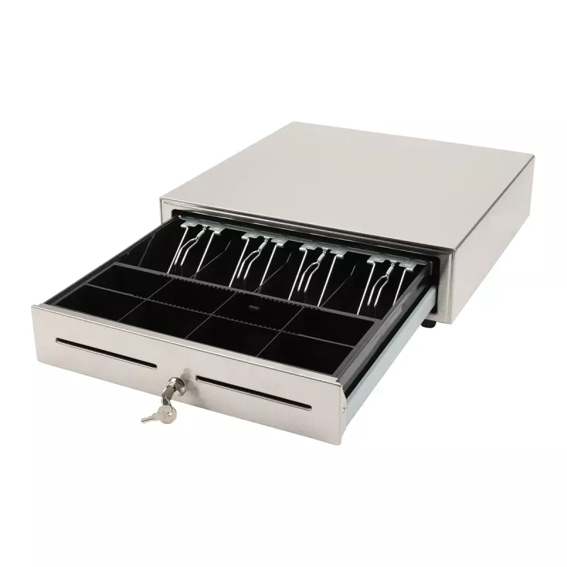 Manuelle Geldlade Olympia LD 410S, Edelstahlgehäuse, 415 × 410 × 104 mm, 6,5 kg