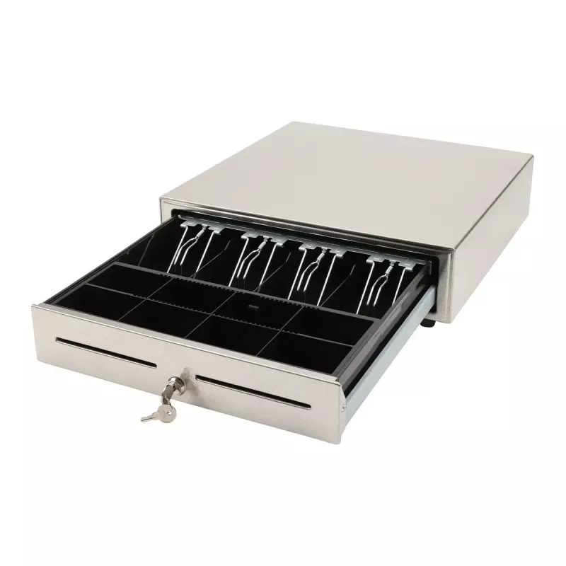 Manuelle Geldlade Olympia LD 410S, Edelstahlgehäuse, 415 × 410 × 104 mm, 6,5 kg
