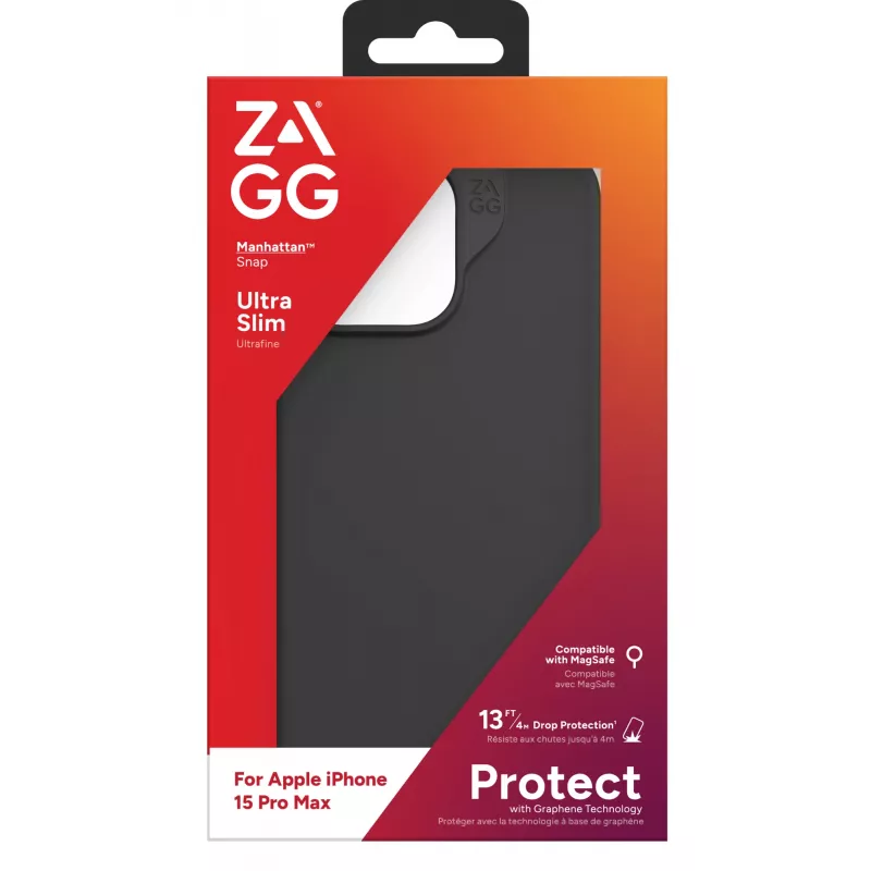 ZAGG Cases Manhattan Snap Apple iPhone 15 Pro Max Schwarz EN/FR