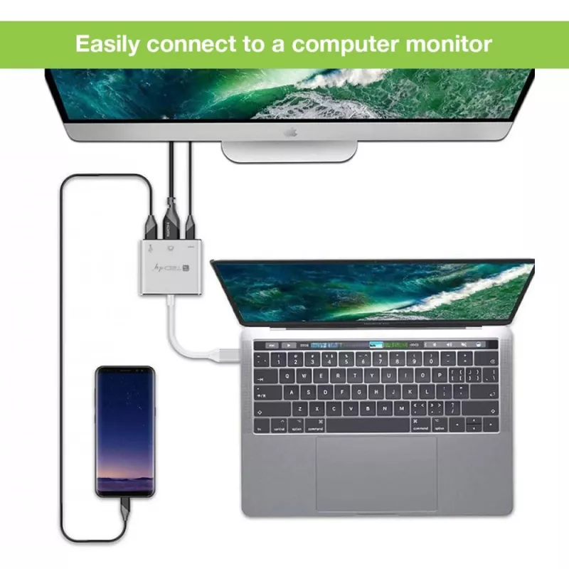 Techly IADAP USB31-HDMIPTY Laptop-Dock/Port-Replikator Kabelgebunden USB 3.2 Gen 1 (3.1 Gen 1) Type-C Silber