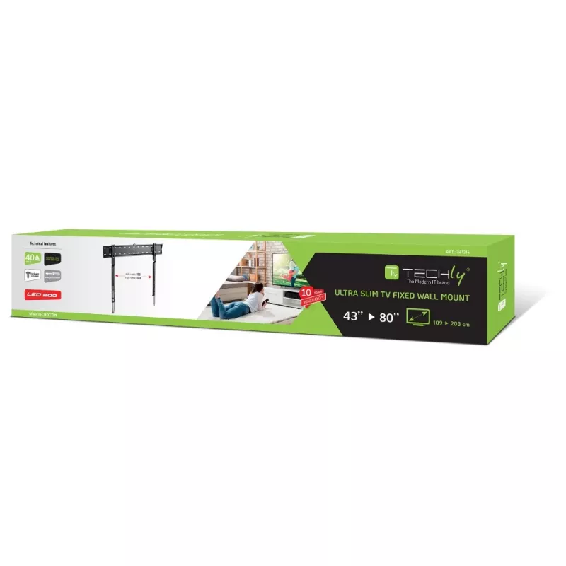 Techly ICA-PLB 736F TV-Wandhalterung 2,03 m (80 Zoll) Schwarz