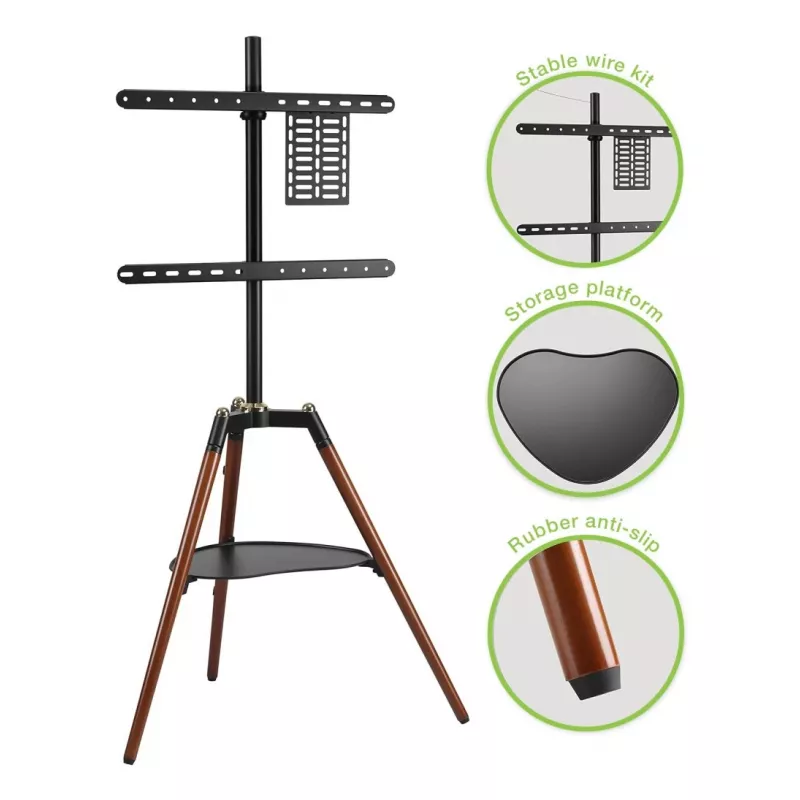 Techly ICA-TR58 TV-Ständer/Standfuß 165,1 cm (65 Zoll) Schwarz, Holz