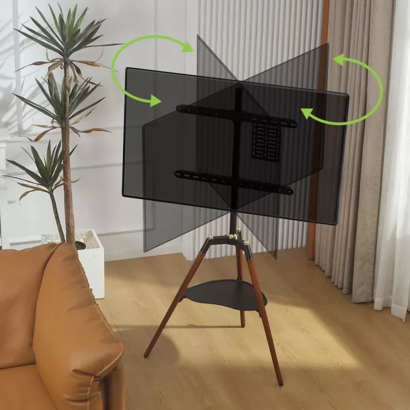 Techly ICA-TR58 TV-Ständer/Standfuß 165,1 cm (65 Zoll) Schwarz, Holz