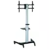 Techly Bodenständer mit Ablagewagen TV LCD/LED 37-86 Zoll, 200 x 200 mm, 600 x 400 mm, -10 - 5°, 180°, Aluminium, Kunststoff, Stahl, Schwarz, Grau