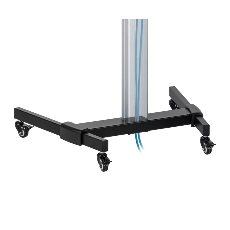 Techly Bodenständer mit Ablagewagen TV LCD/LED 37-86 Zoll, 200 x 200 mm, 600 x 400 mm, -10 - 5°, 180°, Aluminium, Kunststoff, Stahl, Schwarz, Grau