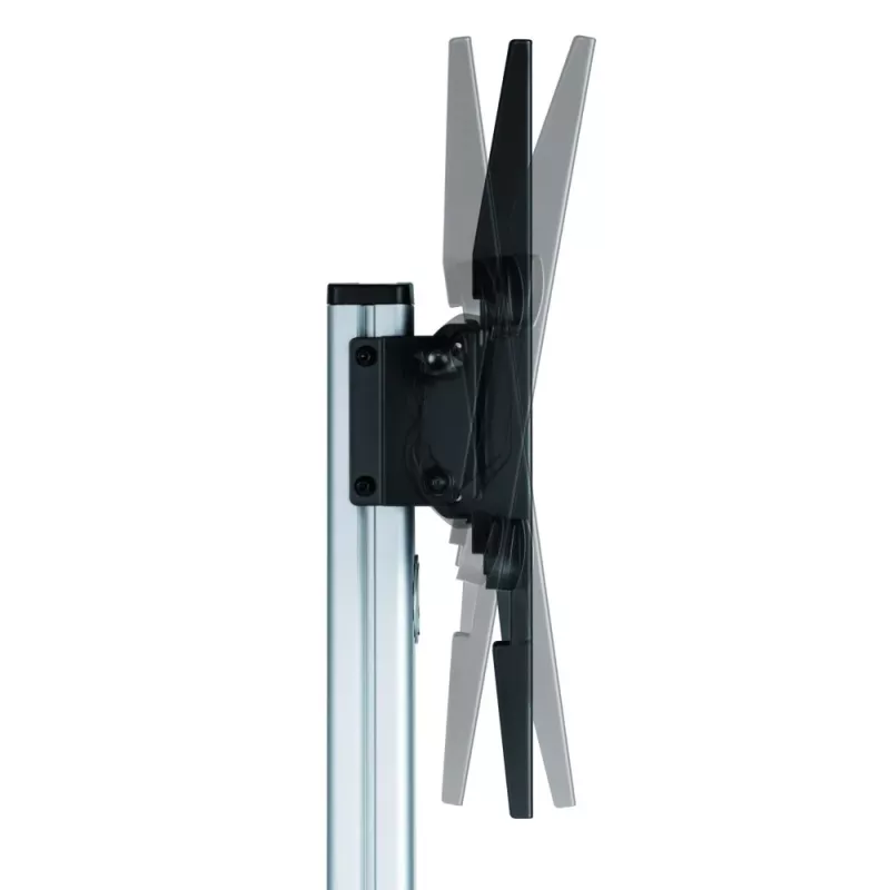 Techly Bodenständer mit Ablagewagen TV LCD/LED 37-86 Zoll, 200 x 200 mm, 600 x 400 mm, -10 - 5°, 180°, Aluminium, Kunststoff, Stahl, Schwarz, Grau
