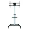 Techly Bodenständer mit Ablagewagen TV LCD/LED 37-86 Zoll, 200 x 200 mm, 600 x 400 mm, -10 - 5°, 180°, Aluminium, Kunststoff, Stahl, Schwarz, Grau