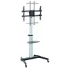 Techly Bodenständer mit Ablagewagen TV LCD/LED 37-86 Zoll, 200 x 200 mm, 600 x 400 mm, -10 - 5°, 180°, Aluminium, Kunststoff, Stahl, Schwarz, Grau