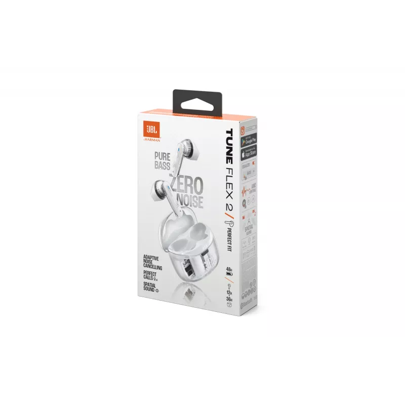 Headset JBL Tune Flex 2 Ghost Edition — True Wireless (TWS) In-Ear, Bluetooth, 20–20000 Hz, Weiß