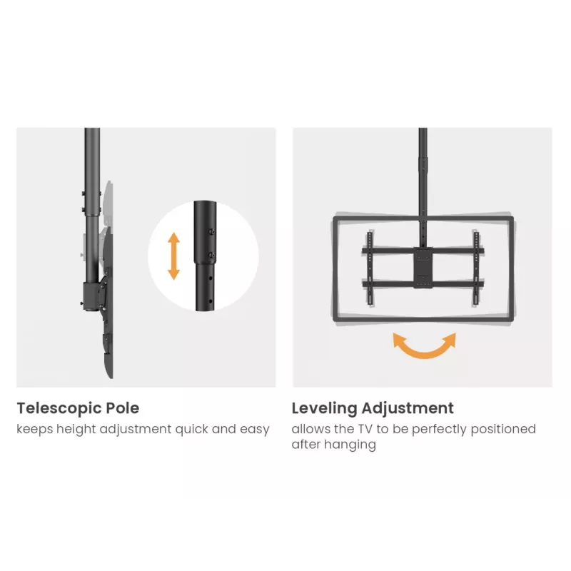 Deckenhalterung für zwei Bildschirme EQUIP 81,3 cm – 152,4 cm (32 inch–60 inch) (VESA 200x200–600x400, max. 80 kg, schwenkbar ±180°), schwarz