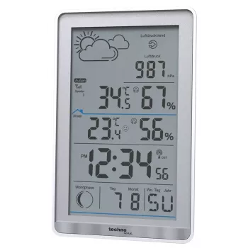 Digitale Wetterstation TechnoLine WS 9218 — weiß, Innen-/Außenthermometer, Hygrometer, Barometer, batteriebetrieben