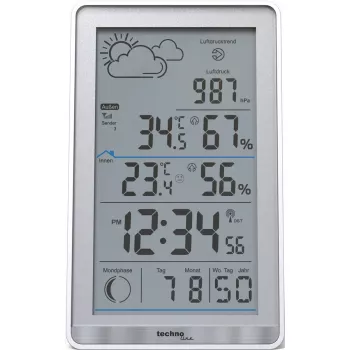 Digitale Wetterstation TechnoLine WS 9218 — weiß, Innen-/Außenthermometer, Hygrometer, Barometer, batteriebetrieben