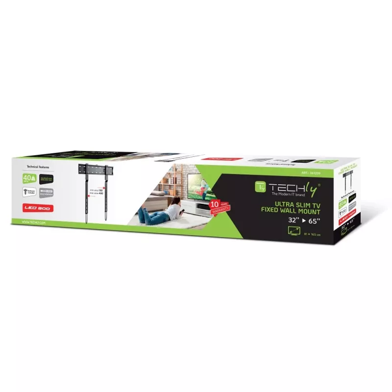 Techly ICA-PLB 734F TV-Wandhalterung/Ständer 165,1 cm (65 Zoll) Schwarz