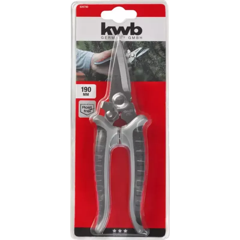 Grasschere KWB 926790 langer Griff gerade Klinge 190 mm
