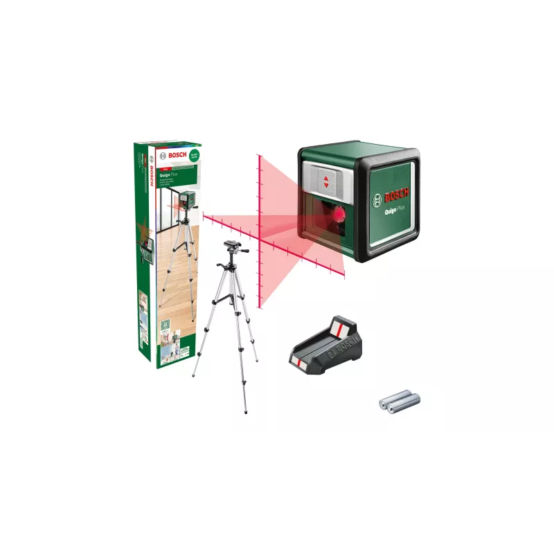 Bosch Quigo Plus Uni 0603663602 – kompakter Kreuzlinien-Laser mit Stativ