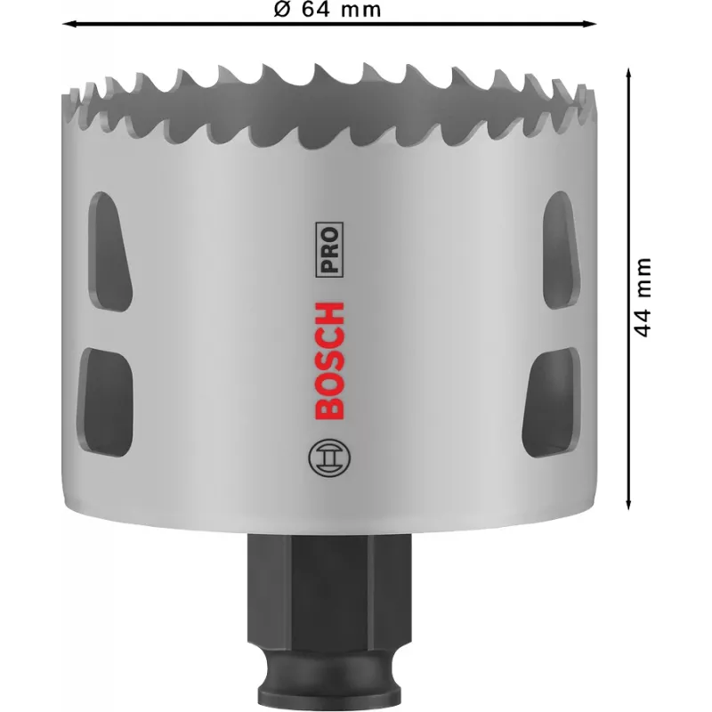 Lochsäge Bosch PRO Multi Material PC Plus 44/64 mm — Einzeln, 44–64 mm Durchmesser, für Bohrmaschine, Trockenbau/Metall/Kunststoff/Weichholz