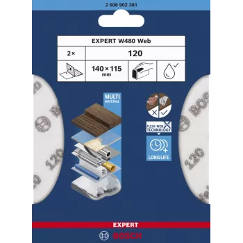 Schleifblatt Bosch W480, Feinkorn P240, 115×140 mm, 2 Stk.