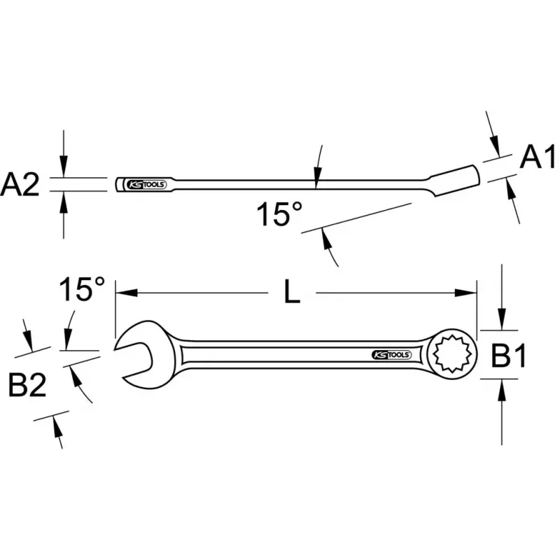 Kombinationsschlüssel KS Tools 517.0610, 10 mm, Chrom-Vanadium, 140 mm Länge