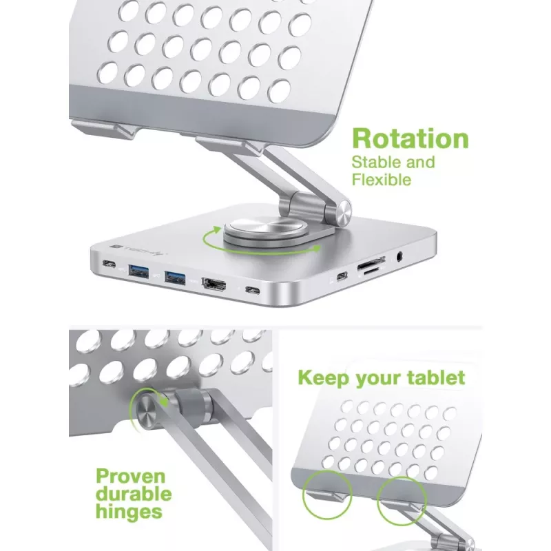Techly 8-in-1 USB-C Hub Docking Station Tablet-Ständer