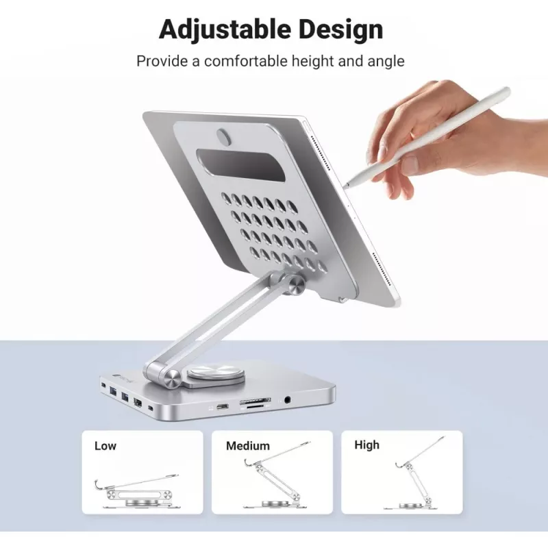Techly 8-in-1 USB-C Hub Docking Station Tablet-Ständer