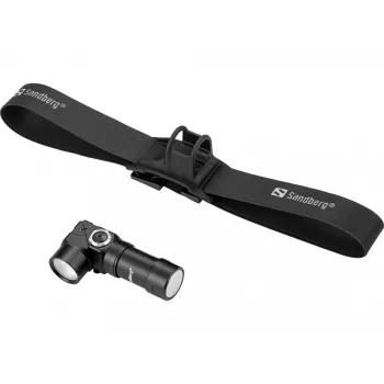 Sandberg Headlamp 500 Duo, Stirnlampen-Taschenlampe, Schwarz, Aluminium, IP44, LED, 25 lm