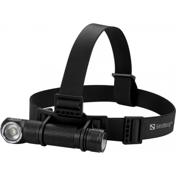 Sandberg Stirnlampe 1000 Pro, Stirnband-Taschenlampe, Schwarz, Aluminium, IP66, LED, 25 lm