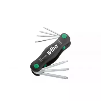 Klappbarer Torx-Schlüsselsatz Wiha 25128 – 7 Stück (T7–T25), schwarz/grün, 104 g