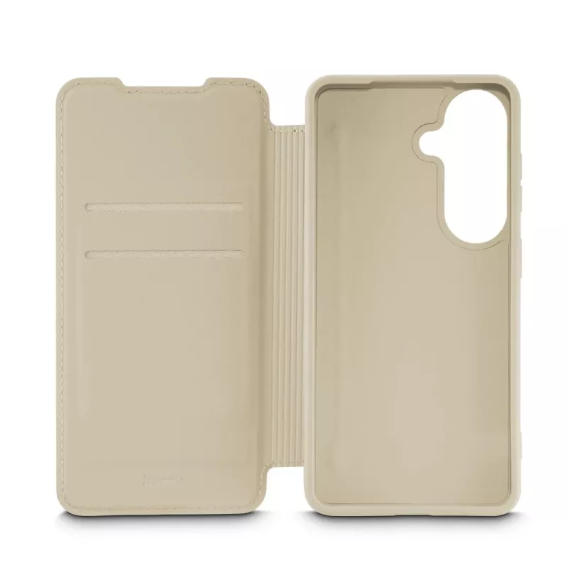 Folio-Handyhülle HAMA Fantastic Feel für Samsung Galaxy S26, 16 cm (6,3 Zoll), beige, 2 Kartenfächer