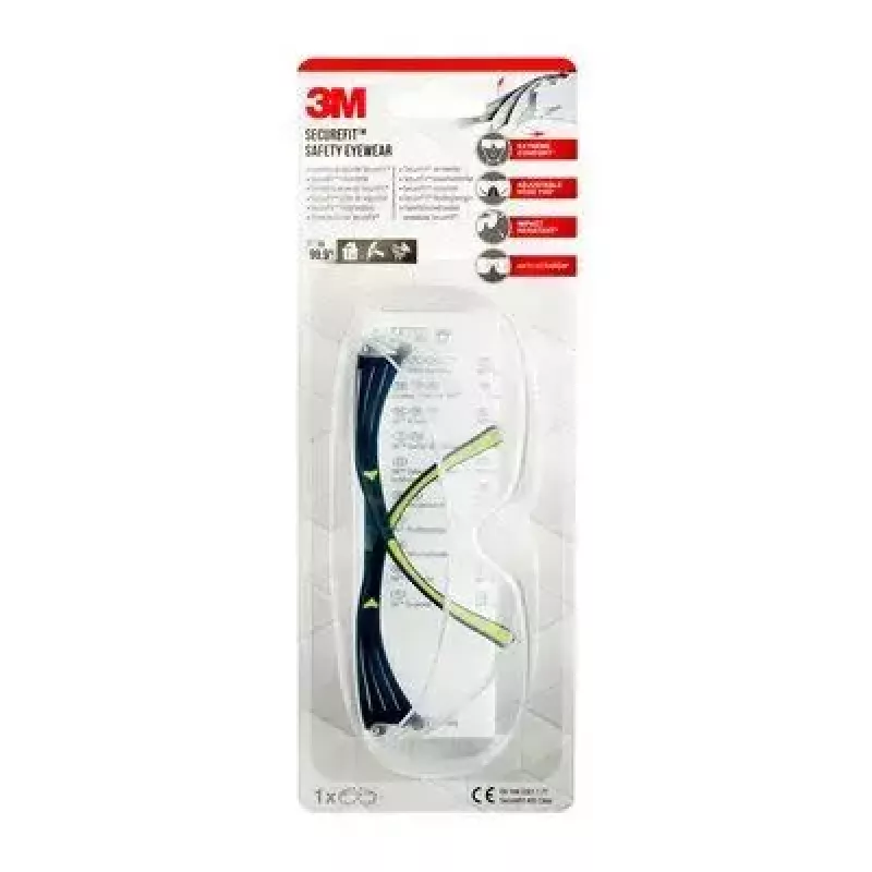 Sicherheitsbrille 3M SF4000CC1 — Schutzbrille aus Kunststoff, transparentes Glas, schwarz/grün