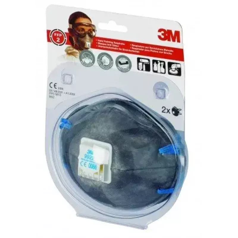 Staubmaske 3M 9922C2, wiederverwendbar im Atemschutzmasken-Stil, 2er-Pack, anthrazit
