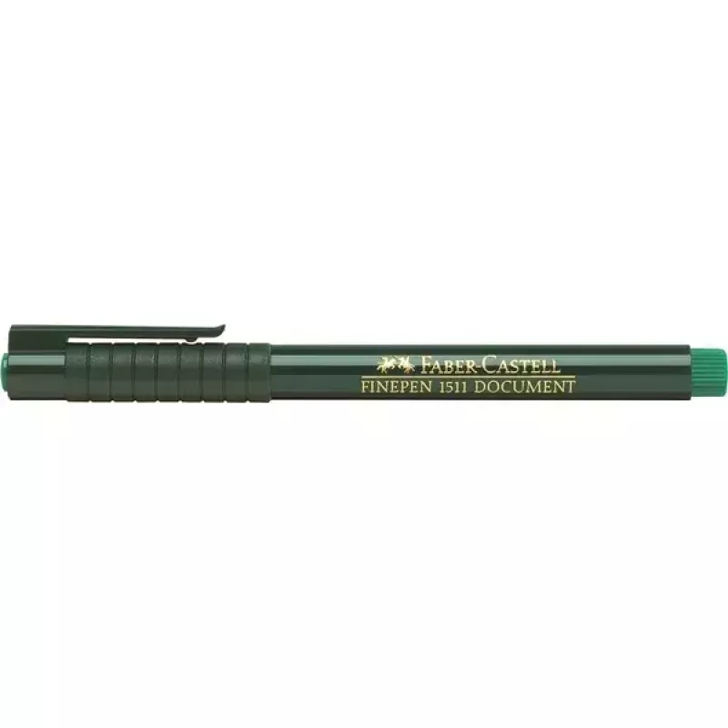 Fineliner Faber-Castell 151163 — grüne Tinte, schwarzer Schaft, runde Form, 1 Stück