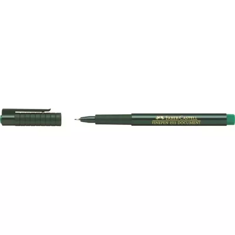 Fineliner Faber-Castell 151163 — grüne Tinte, schwarzer Schaft, runde Form, 1 Stück