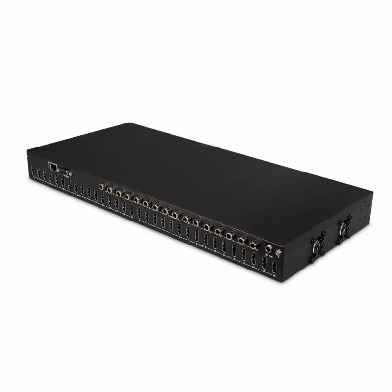 Lindy 16x16 HDMI 4K60 Matrix, HDMI, HDMI, 3,5 mm, 3840 x 2160 Pixel, Schwarz, Metall
