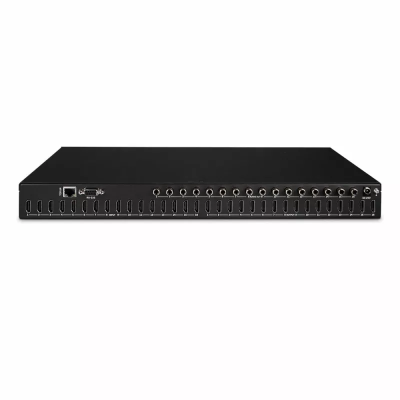 Lindy 16x16 HDMI 4K60 Matrix, HDMI, HDMI, 3,5 mm, 3840 x 2160 Pixel, Schwarz, Metall