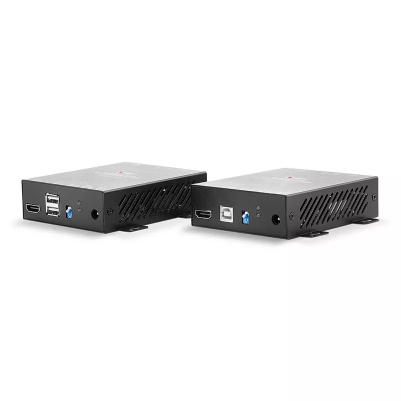 Lindy 300m Fibre Optic HDMI 4K60 und USB KVM Extender, Transmitter & Empfänger, Kabelgebunden, 300 m, 3840 x 2160 Pixel, Schwarz, Metall