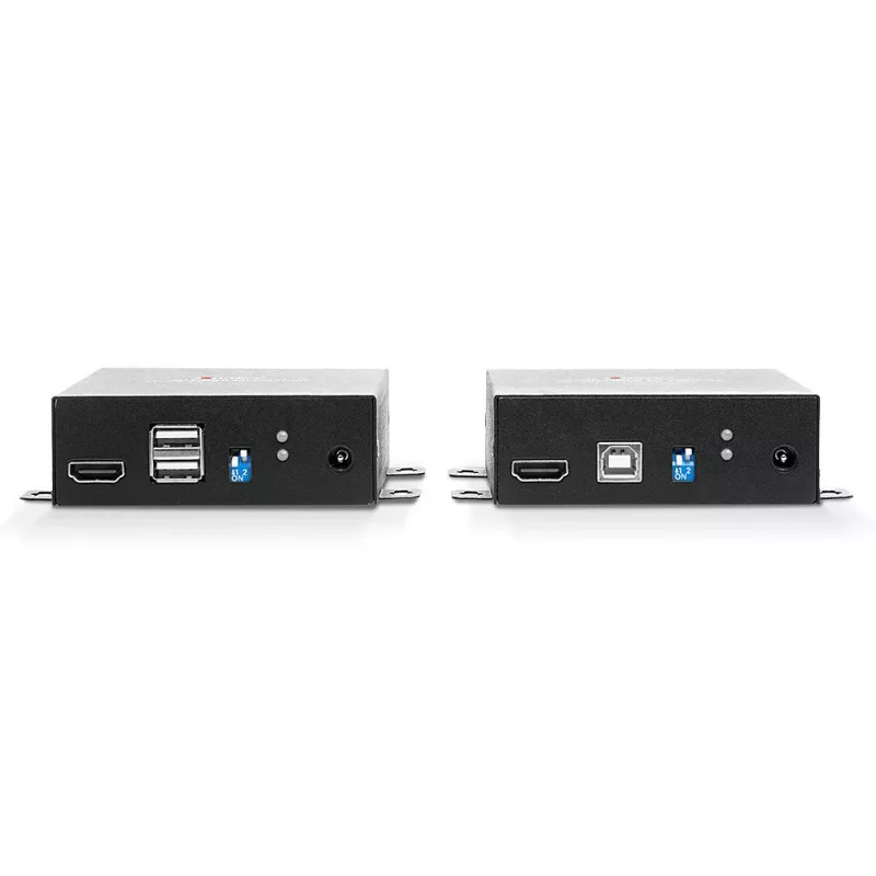 Lindy 300m Fibre Optic HDMI 4K60 und USB KVM Extender, Transmitter & Empfänger, Kabelgebunden, 300 m, 3840 x 2160 Pixel, Schwarz, Metall