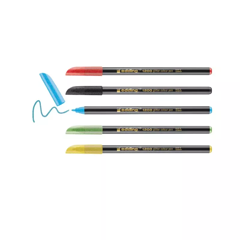 Filzstift Edding 4-1200-5-3 Aqua Schwarz Hellgrün Rot Gelb Bullet-Spitze