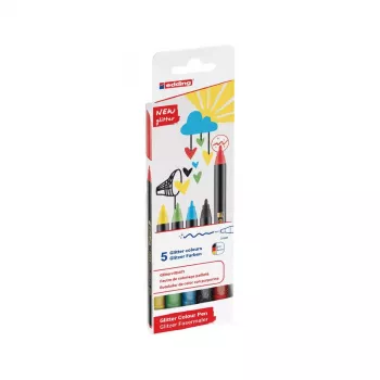 Filzstift Edding 4-1200-5-3 Aqua Schwarz Hellgrün Rot Gelb Bullet-Spitze