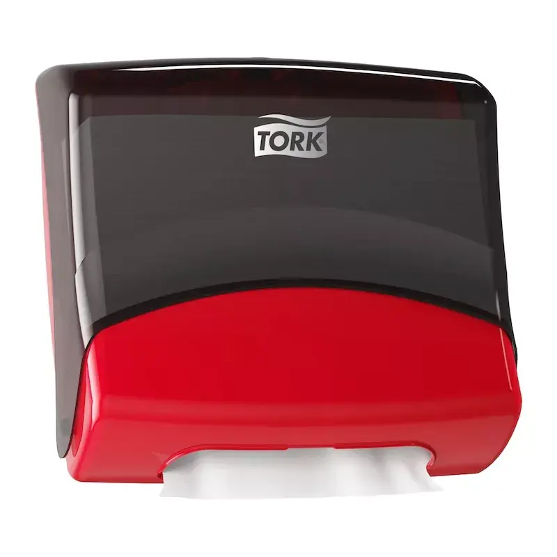 Papierhandtuchspender Tork 654008 — wandmontiert, Breite 427 mm, Tiefe 206 mm, Höhe 394 mm, rot
