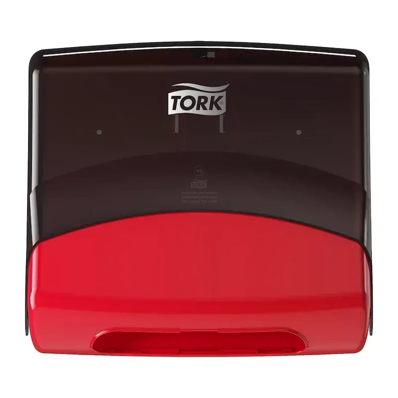 Papierhandtuchspender Tork 654008 — wandmontiert, Breite 427 mm, Tiefe 206 mm, Höhe 394 mm, rot